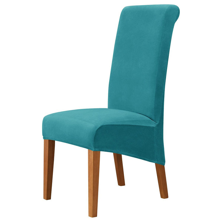 Housses de chaises hautes velours turquoise