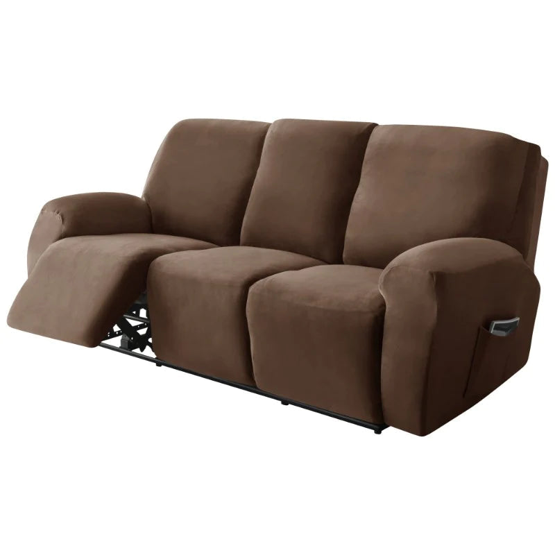 housse pour canapé relaxation velours marron repose pied