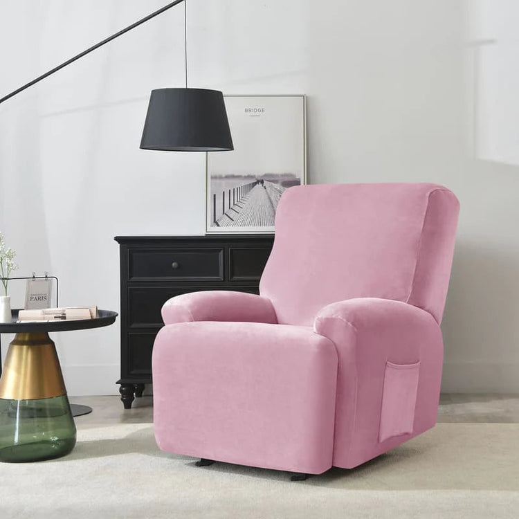housse pour fauteuil relaxation velours rose vue de profil