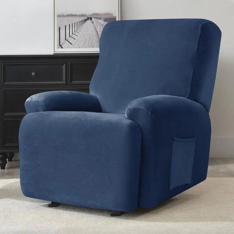 housse pour fauteuil relaxation velours bleue marine