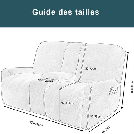 Guide des tailles housses pour canapé relax 2 places