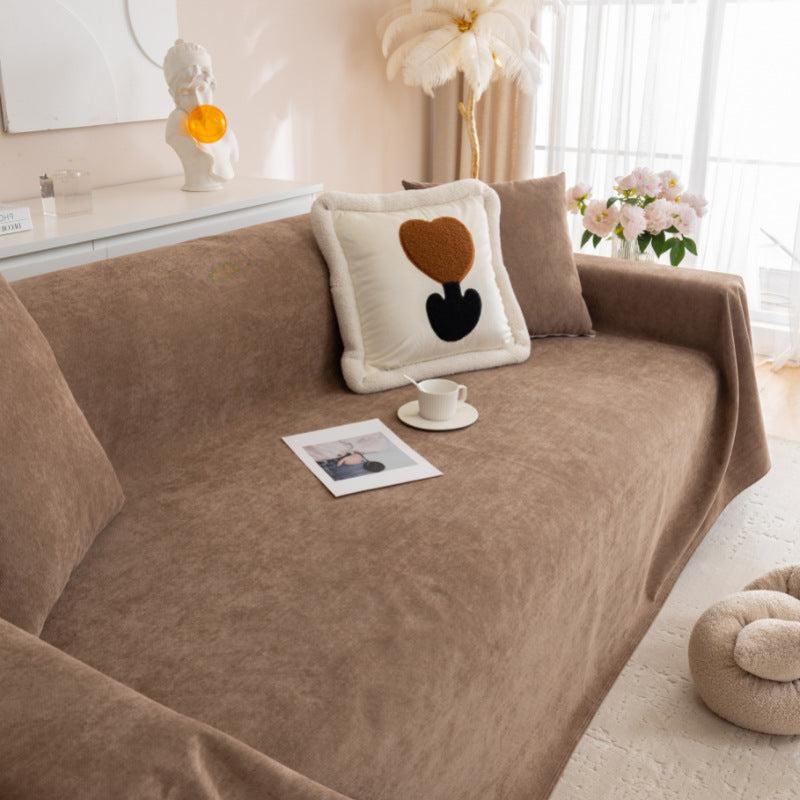 jeté de canapé XXL imperméable, antidérapant anti griffes marron café