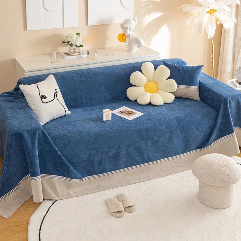 jeté de canapé grande taille 100% imperméable, anti taches et anti griffes  bleue marine