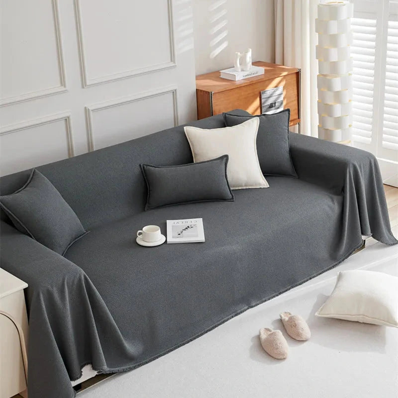 jeté de canapé grande taille imperméable et anti griffes teddy gris