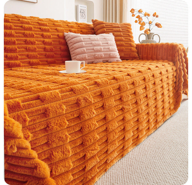 Jeté de canapé grande taille moderne et chaleureux orange