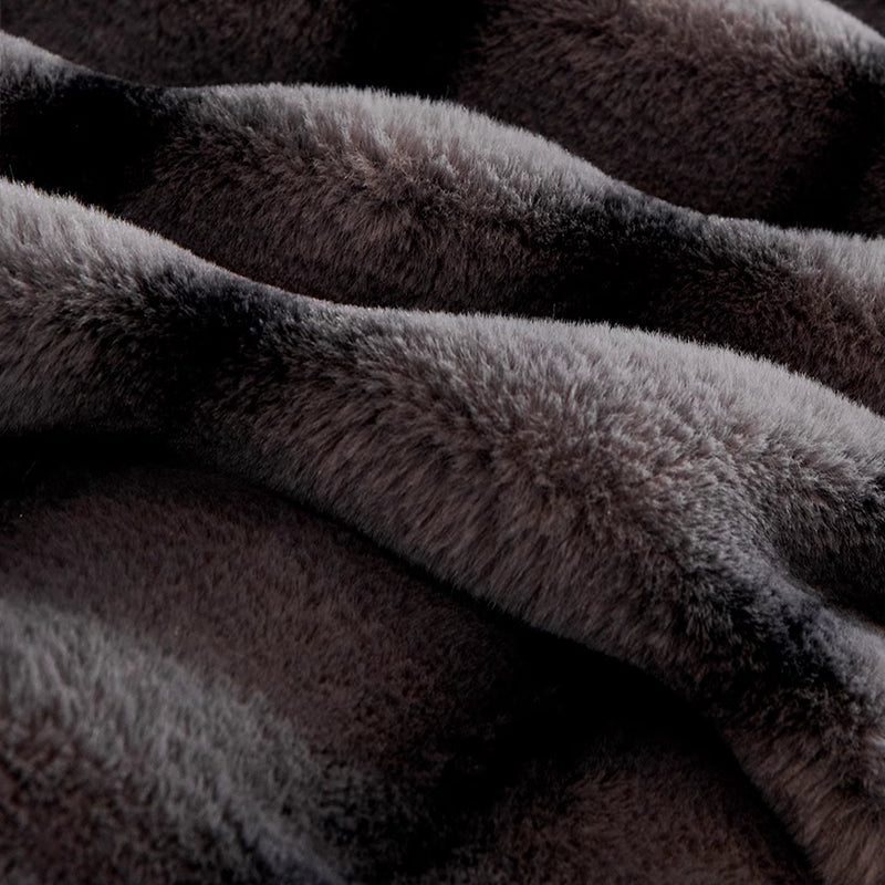 tissu luxe en polaire gris noir