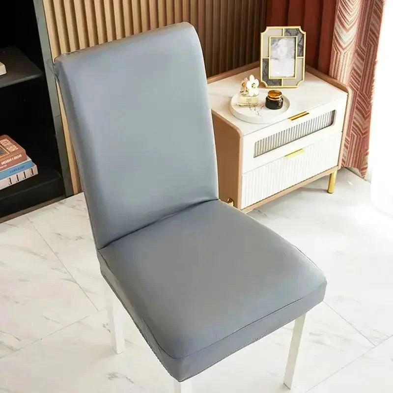 zoom Housse de chaise imperméable simili cuir hydrofuge gris