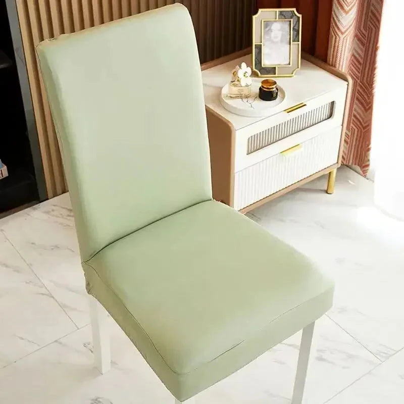 zoom Housse de chaise imperméable simili cuir vert tendre